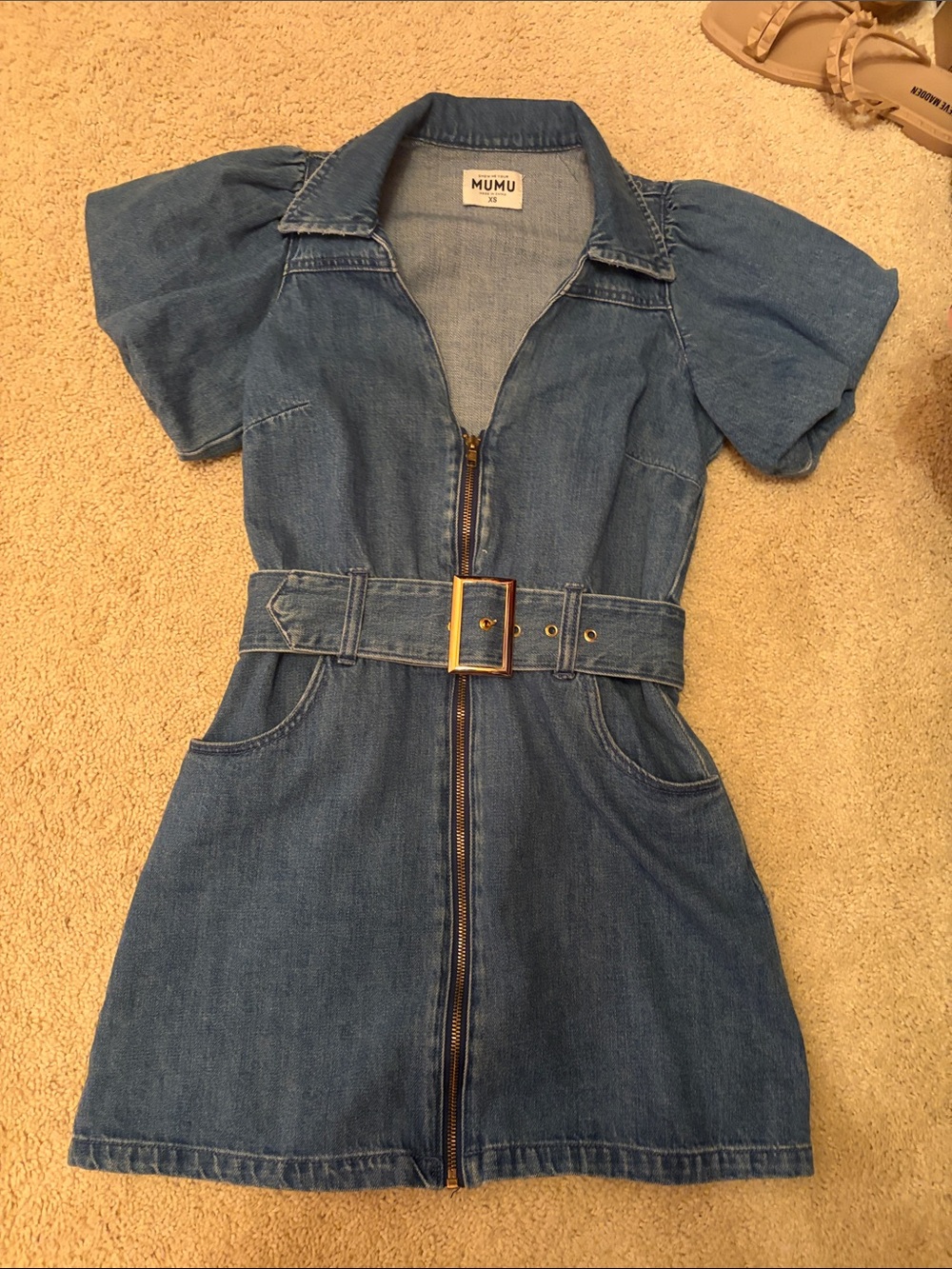 Show Me Your MuMu Denim Mini Dress in Blue